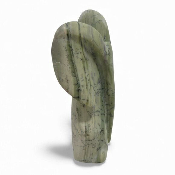 Stone Elephant Carved Green Butter Jade Stone from South Africa Signed 5.5" - Picture 2 of 10